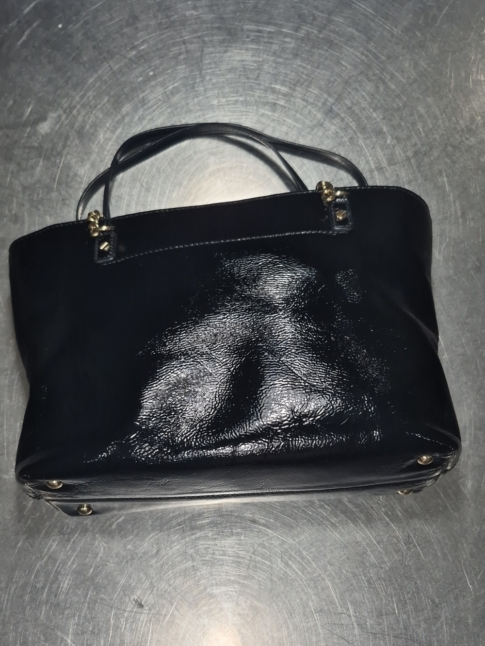 Michael Kors Jet Set Collection Black Patent Bag with Gold Accents